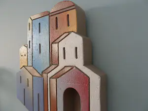 Niet of onleesbaar gesigneerd - Uniek decoratief wandobject (Mediterraans tafereel Provence/Toscane), steen. kopen? Bied vanaf 1!