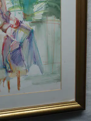 Theodoor Herbert van Putten - Ingelijste aquarel , Vrouw op stoel – 1977 kopen? Bied vanaf 35!
