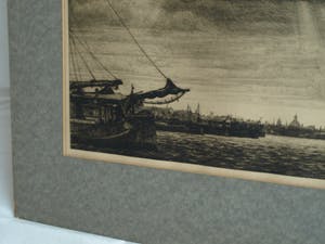 Albert Hemelman - Ets, Het IJ in Amsterdam met het schip “Albertina” kopen? Bied vanaf 35!