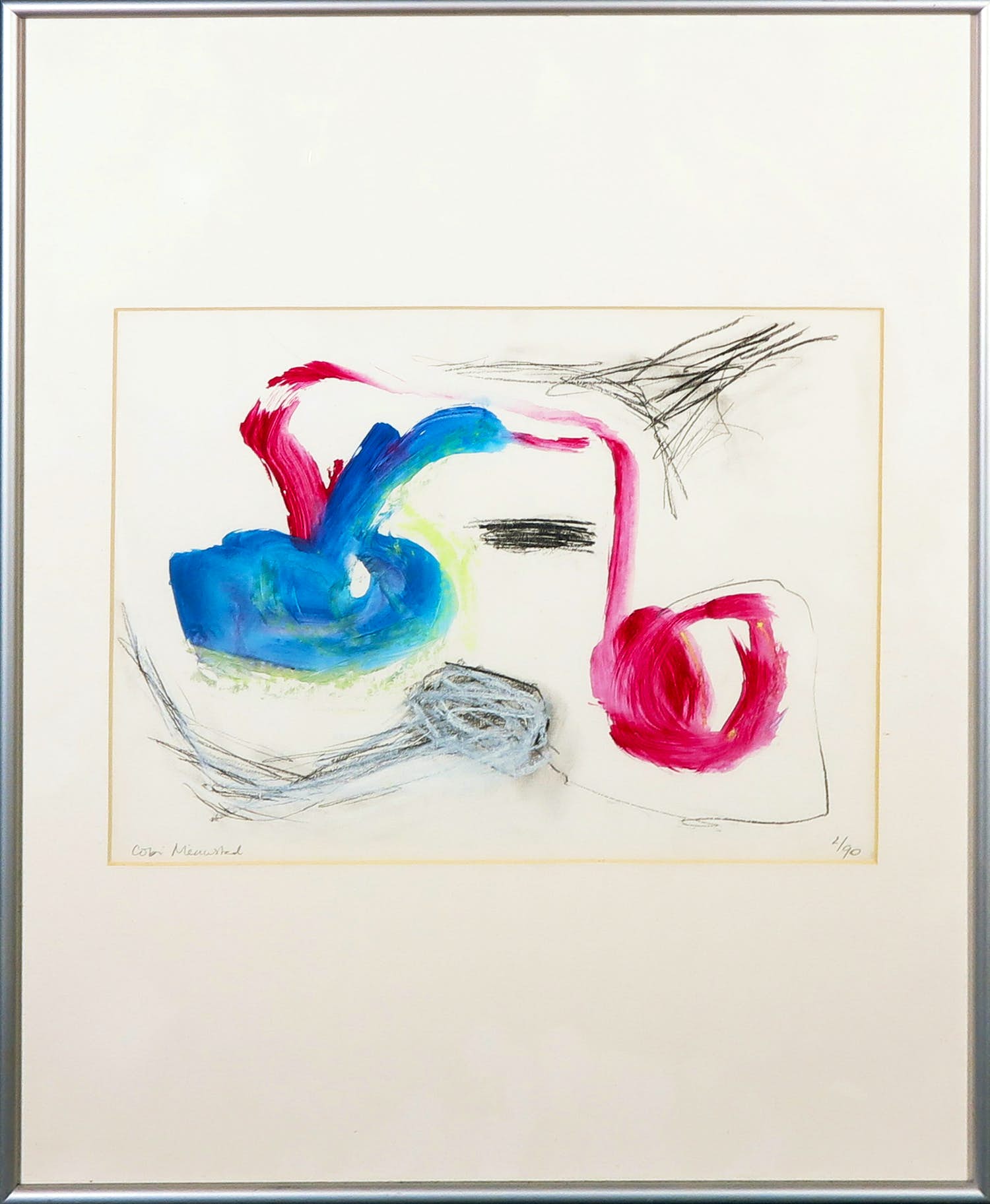 Cobi Nieuwstad - Gemengde techniek op papier, Zonder titel - Ingelijst kopen? Bied vanaf 1!