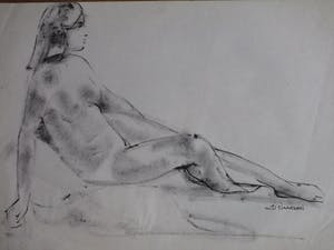 Isaac Naarden - Zittend Naakt - Tekening kopen? Bied vanaf 1!