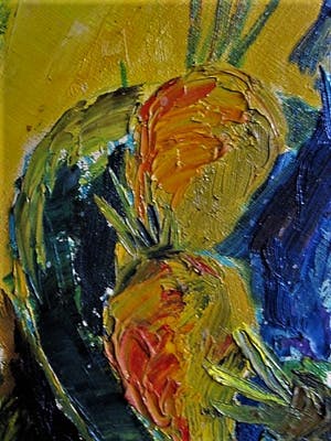Niet of onleesbaar gesigneerd - Omstreeks 1960 Expressionist. Olieverf "Stilleven met Rode kool en Prei" kopen? Bied vanaf 1!