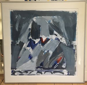 Piet Warffemius - [Abstracte compositie in blauw, grijs en rood]. kopen? Bied vanaf 25!