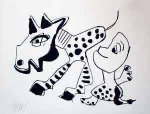 Karel Appel - litho: 2 figuren verkocht voor € 375!
