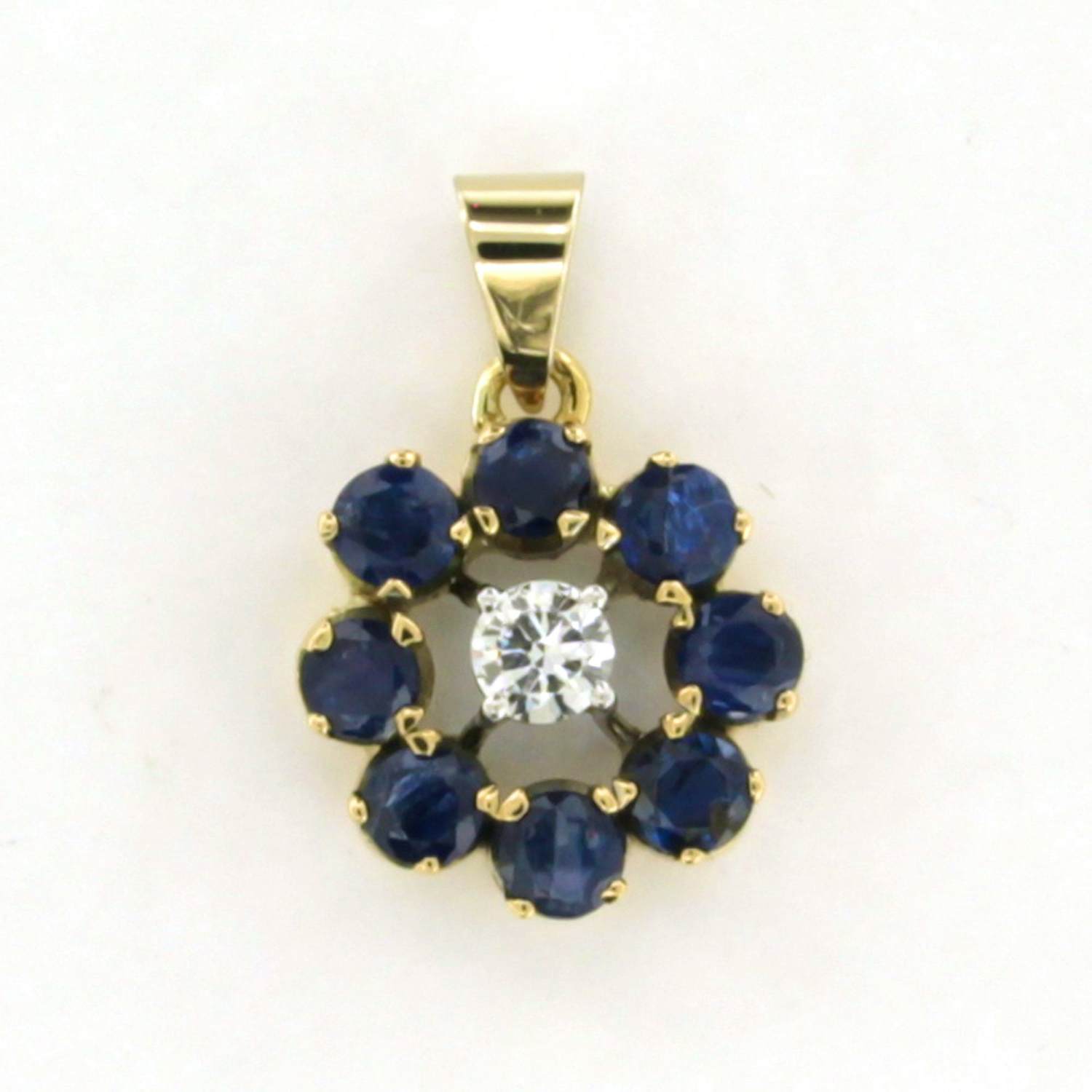 14k goud met platina hanger met saffier en briljant geslepen diamant kopen? Bied vanaf 410!