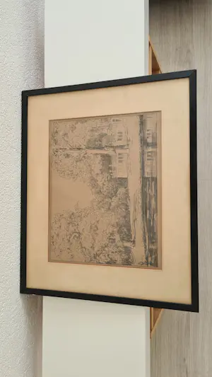 Simon Moulijn - Simon Moulijn – Boslandschap met water en huis ets , gesigneerd kopen? Bied vanaf 50!