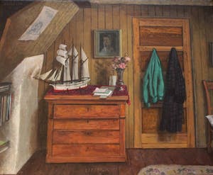 Herman Berserik - Olieverf op doek: zolderkamer - 1988 kopen? Bied vanaf 3250!