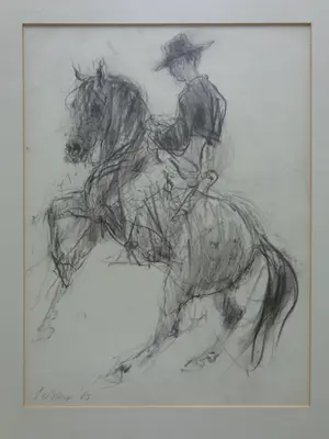Piet Klaasse - RUITER TE PAARD / ORIGINEEL WERK / 63x48cm / KADER / SIG / 1965 kopen? Bied vanaf 45!