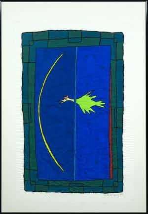 Piet Quekel - Gouache op rijstpapier, Into the void - Ingelijst verkocht voor € 35!