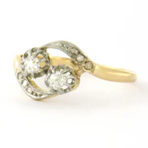 ART NOUVEAU 18k goud met platina ring met Bolsjewiek en roos diamant tot. 0.25ct kopen? Bied vanaf 375!