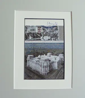 Christo - Collage Reichstag Berlin - 1995 - handgesigneerd -in pptout -ready to frame kopen? Bied vanaf 139!