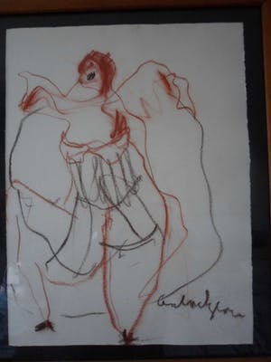Anton Heyboer - Wasco tekening, "Danseres". kopen? Bied vanaf 140!
