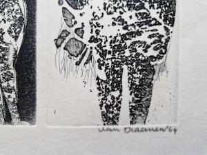 Hans van Draanen - Monochrome eigen druk Ets - 1964 - 2 naakte vrouwen -potloodgesigneerd kopen? Bied vanaf 51!