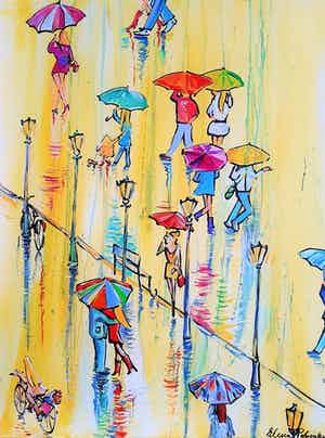 Elena Polyakova - Regendag in kleur verkocht voor € 125!