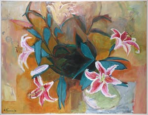 Marieke Thomassen - Acryl op doek, Lelies - Ingelijst (Groot) kopen? Bied vanaf 1!