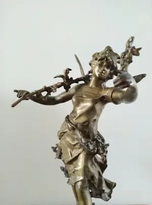 Brons (Onbekend) - groot beeld naar Louis Moreau (1855 - 1919) 'Nymphe des Bois' kopen? Bied vanaf 189!