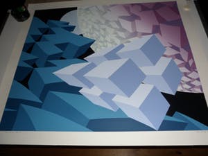 Hans Klaui - Mooi geometrische zeefdruk van Hans Klaui, kopen? Bied vanaf 40!