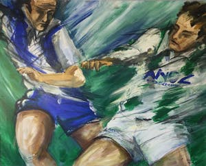 Anke Peddemors - FC Groningen 25 jaar (1996) - Acrylverf schilderij, Groot kopen? Bied vanaf 85!