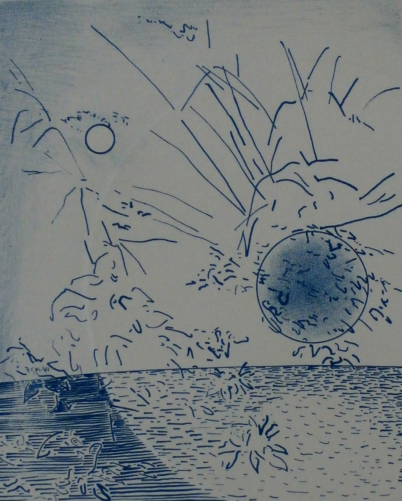 Jaap Hillenius - Litho - "Zon en Maan" - 1975 verkocht voor € 45!