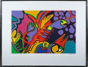 Marianne Naerebout - Zeefdruk, go with the flow - Ingelijst kopen? Bied vanaf 60!