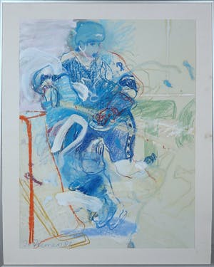 Jan van Diemen - Gemengde techniek, IJshockeyer - Ingelijst kopen? Bied vanaf 1!