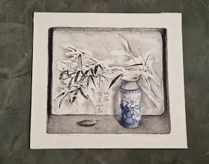Hans van Dokkum - Fraaie handgekleurde Lithografie "Chinees stilleven" - zeer kleine oplage (9) kopen? Bied vanaf 36!
