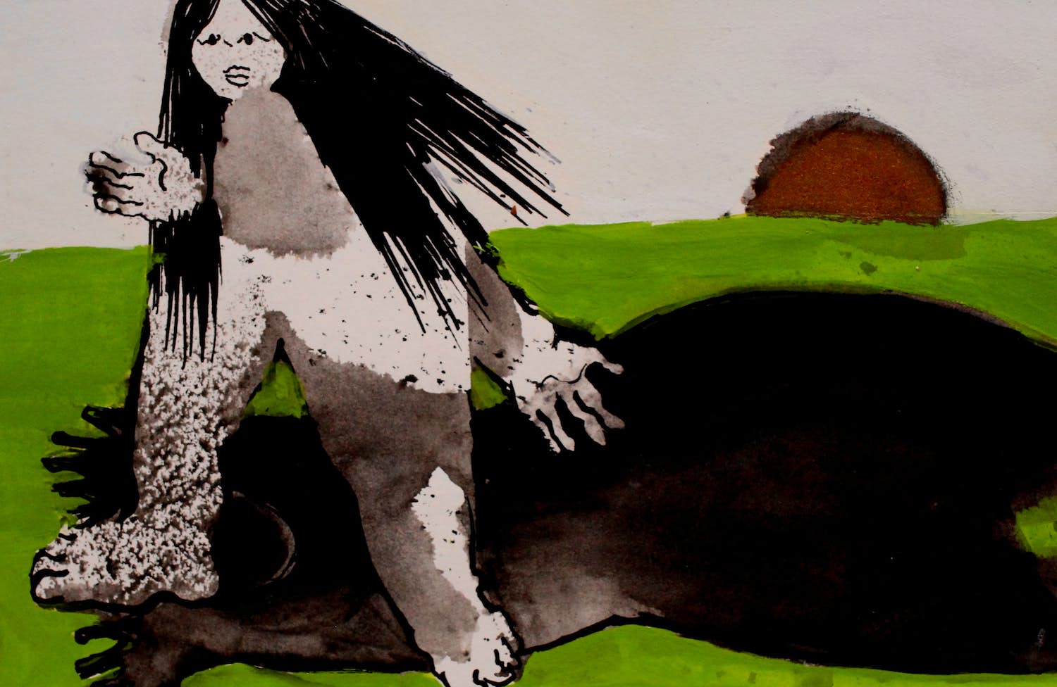 Ans Wortel - Goache: "Wakker worden en uit je zwarte ik stappen..." - 1971 verkocht voor € 225!