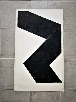Toon Kelder - Grote 1969 geometrische inkt en penseel op papier voorstelling gesigneerd verkocht voor € 158!