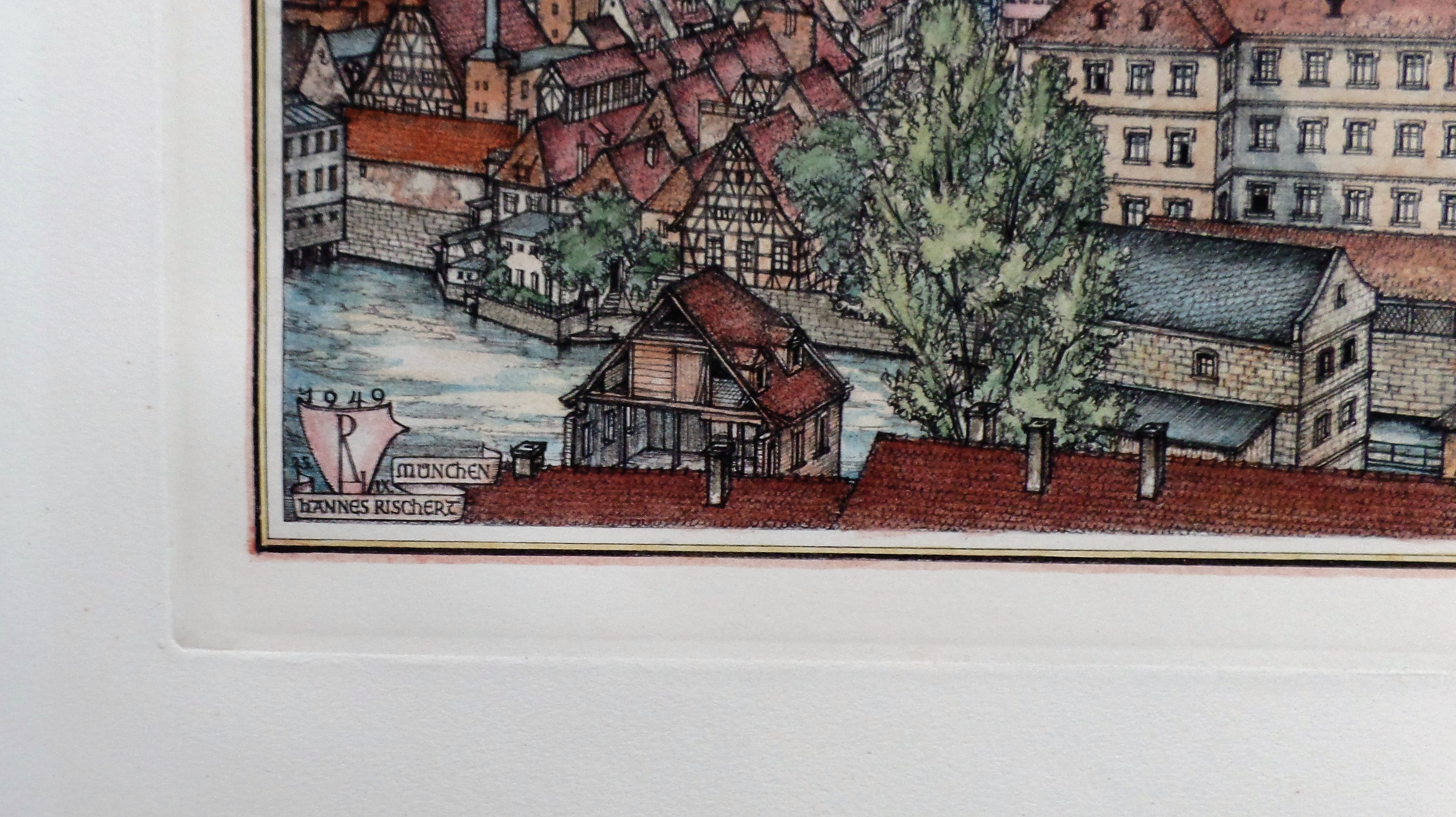 Niet of onleesbaar gesigneerd - Stadsaanzicht Bamberg - Hannes Rischert kopen? Bied vanaf 1!