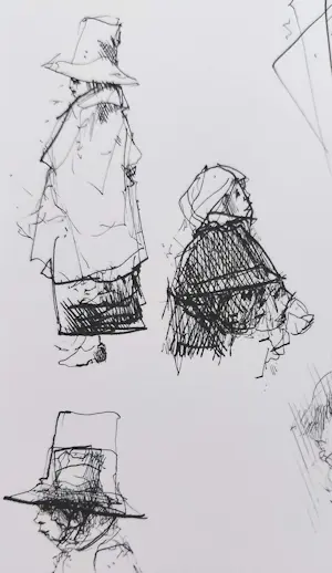 Dirkje Kuik - Nachtwandeling kozakken, inkttekening kopen? Bied vanaf 150!