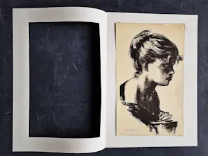 Sierk Schroder - grote monochrome lithografie "portret meisje en profil" inkt gesigneerd kopen? Bied vanaf 35!