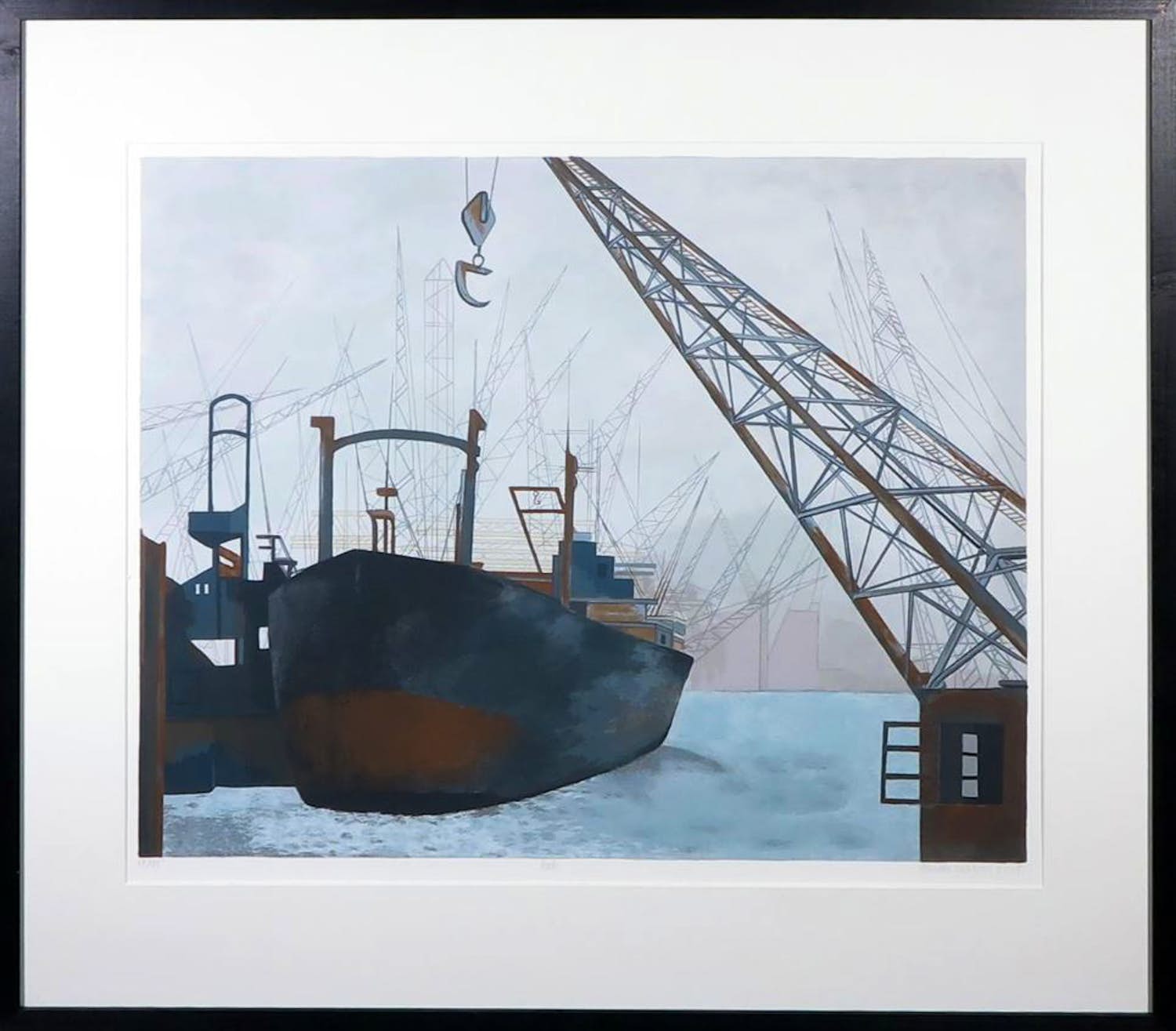 Anneke Dekkers - Zeefdruk, Dok - Ingelijst kopen? Bied vanaf 25!