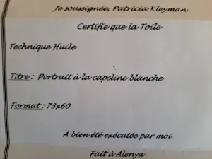 Patricia Kleyman - Acryl op doek. Titel, "Portrait à la capeline blanche". kopen? Bied vanaf 160!