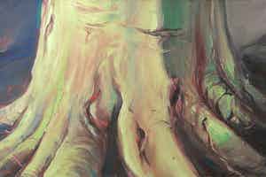 Wim de Bruin - Acryl op doek, Boomvoet verkocht voor € 50!