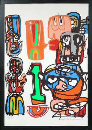 George Heidweiller - Zeefdruk, Zonder titel - Ingelijst verkocht voor € 50!