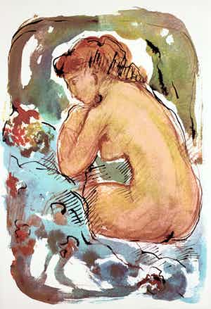 Nic Jonk - kleurenzeefdruk - 'Gebogen naakt' - 1981 verkocht voor € 129!