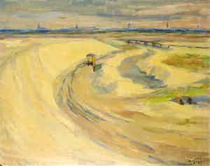 Marie Dagnelie - Olieverf op hardboard, Buitenveldert verkocht voor € 1!