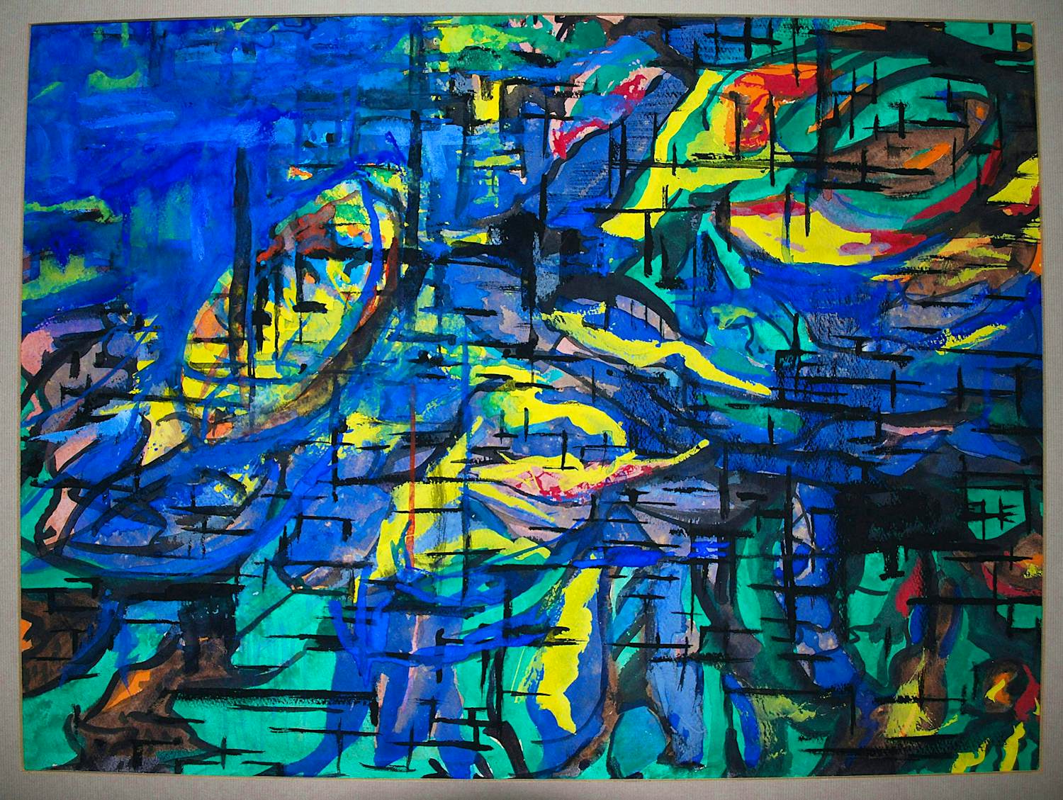 Bas Galis - abstracte gouache, jaren 60 - mooi ingelijst - 2-zijdige schildering kopen? Bied vanaf 165!