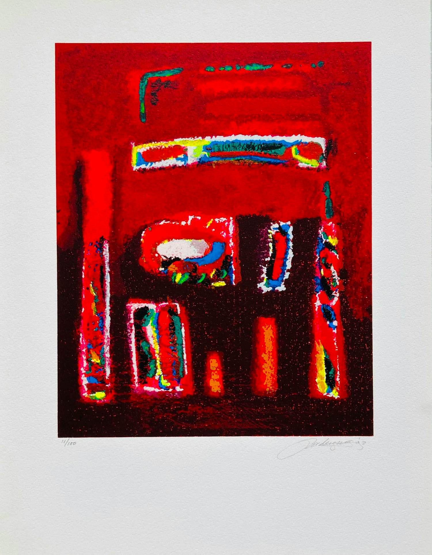 Jan Radersma - compositie in rood kopen? Bied vanaf 65!