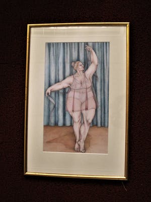 Niet of onleesbaar gesigneerd - Karikaturale & gesigneerde Pasteltekening "Ballerina op leeftijd" kopen? Bied vanaf 1!