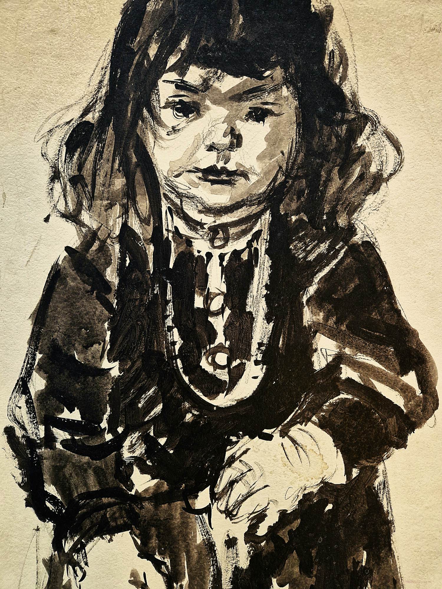 Jan Mensinga - grote jaren 50 sepia oostind. inkt op karton "meisje" potloodgesigneerd kopen? Bied vanaf 41!