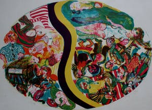 Jacqueline de Jong - Litho: Compositie met veel beeldelementen kopen? Bied vanaf 40!