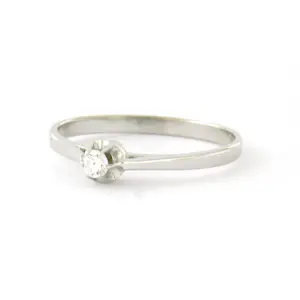 14k witgouden solitair ring met briljant geslepen diamant tot. 0.09ct – F/G - SI kopen? Bied vanaf 190!