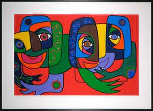 Marianne Naerebout - Zeefdruk, Sea lovers - Ingelijst (Groot) verkocht voor € 100!