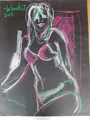 Michael Winkel - Krijttekening, vrouwelijk schoon kopen? Bied vanaf 35!