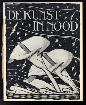 Wilhelmina van Oranje-Nassau - 2 litho's , bijlages van ; DE KUNST IN NOOD 6 delen kopen? Bied vanaf 50!