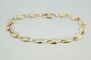 68 - Aparte 14Krt bicolor gouden unisex armband -  fantasie schakel - gekeurd kopen? Bied vanaf 480!