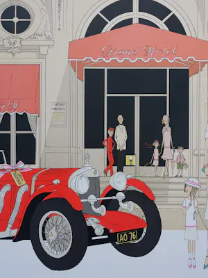 Denis Paul Noyer - Mercedes Roadster, Cabourg Grand Hotel, LITHOGRAPHIE Originale, 115ex kopen? Bied vanaf 250!