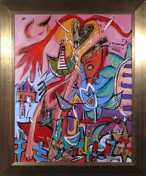 Miriam Slaats - Acryl op doek, 't Is de koestering van het kind - Ingelijst (Groot) kopen? Bied vanaf 450!