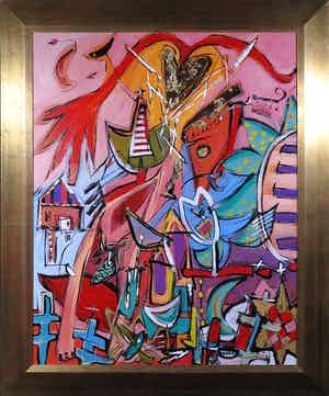 Miriam Slaats - Acryl op doek, 't Is de koestering van het kind - Ingelijst (Groot) verkocht voor € 450!